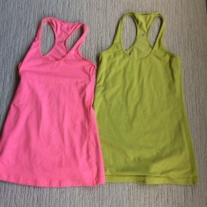 LULULEMON PINK AND GREEN TOPS Size 4